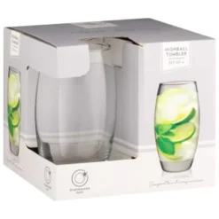 B&M Curved Hiball Glasses 4pk -Kitchen Product Store 338803 set of 4 highball tumblers