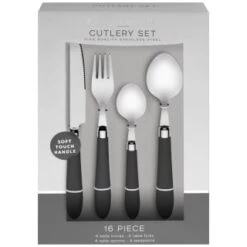 Kitchen Product Store -Kitchen Product Store 357349 16pc soft touch cutlery set grey
