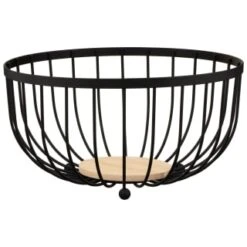 B&M Black Fruit Basket With Wooden Base