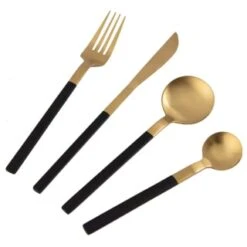 Kitchen Product Store 9 B&M Homestead Matte Black & Gold Cutlery Set 16pc