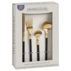 Kitchen Product Store -Kitchen Product Store 375296 homestead 16 piece black and gold cutlery