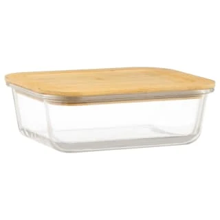 B&M Rectangular Glass Food Containers With Bamboo Lids 2pk 2 B&M Rectangular Glass Food Containers With Bamboo Lids 2pk - Image 2