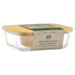 B&M Rectangular Glass Food Container With Bamboo Lid -Kitchen Product Store 378623 regular glass food container 3