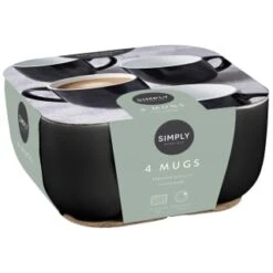 Simply Everyday Gloss Mugs 4pk - Black -Kitchen Product Store 380121 4pk simply everyday mugs black 2