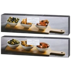 B&M Set Of 3 Serving Bowls With Bamboo Tray - Square -Kitchen Product Store 380368 3pk serving boards with bamboo tray main 2