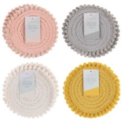 B&M Pom Pom Coasters - Grey 4pk -Kitchen Product Store 380383 380384 380492 380495 4pk harmony pom pom coasters