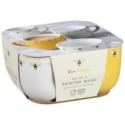 B&M Bee Happy Printed Mugs - 4pk -Kitchen Product Store 380506 4pk printed mugs bee happy 2