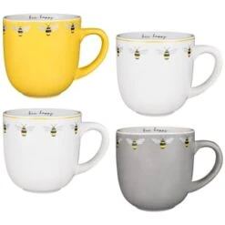 Kitchen Product Store 25 B&M Bee Happy Printed Mugs - 4pk