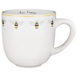 B&M Bee Happy Printed Mugs - 4pk -Kitchen Product Store 380506 4pk printed mugs bee happy white