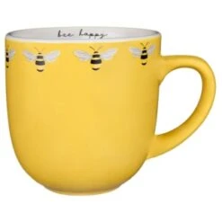 B&M Bee Happy Printed Mugs - 4pk -Kitchen Product Store 380506 4pk printed mugs bee happy yellow