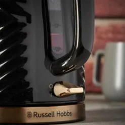 Russell Hobbs Groove Kettle 1.7L - Black & Gold -Kitchen Product Store 386647 russell hobbs groove black and gold kettle 3
