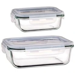 B&M Large Eco Glass Clip Lock Food Container -Kitchen Product Store 388506 388507 glass clip lock food container group