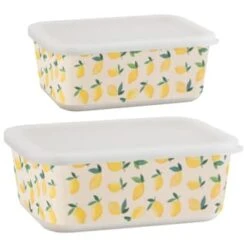 B&M Rectangular Tubs 2pk - Lemons -Kitchen Product Store 392929 2pk reuse and repurpose rectangle tubs lemon 3