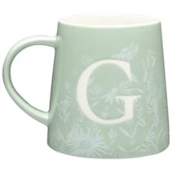 B&M Floral Alphabet Mug (Assorted) -Kitchen Product Store 394402 floral alphapet mug green g