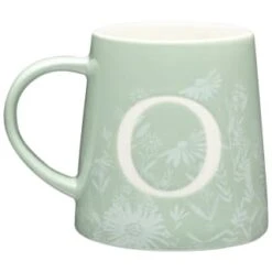 B&M Floral Alphabet Mug (Assorted) -Kitchen Product Store 394402 floral alphapet mug green o