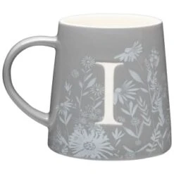 B&M Floral Alphabet Mug (Assorted) -Kitchen Product Store 394402 floral alphapet mug grey i