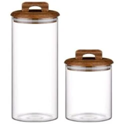 B&M Large Glass Jar With Acacia Wood Lid 7 B&M Large Glass Jar With Acacia Wood Lid -Kitchen Product Store 394438 394439 glass canister with acacia wood group