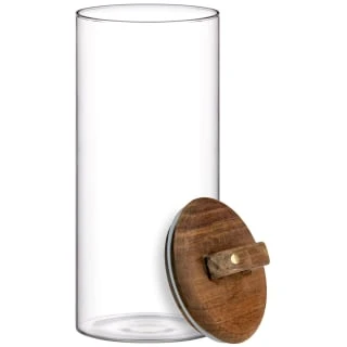 B&M Large Glass Jar With Acacia Wood Lid 2 B&M Large Glass Jar With Acacia Wood Lid - Image 2