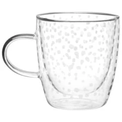 Kitchen Product Store 34 B&M Printed Double Wall Glass Mug - Spots