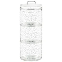 B&M Printed Glass Stackable Storage Jars 3pc - White -Kitchen Product Store 396484 3pk printed glass stackable storage jars white 4