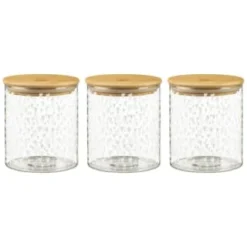 B&M Printed Glass Bamboo Storage Jars 3pc -Kitchen Product Store 396485 3pk printed glass bamboo storage jars 2