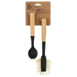 B&M Bamboo Dish Brushes 2pk -Kitchen Product Store 397041 2pk bamboo dishbrushes
